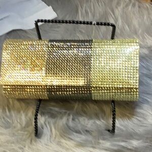 Silver and black clutch